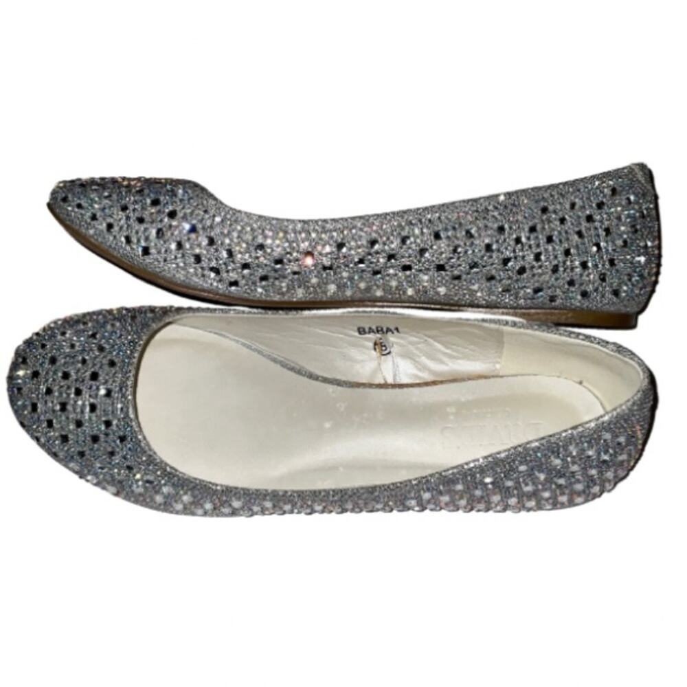 David’s bridals rhinestone flat bottom shoes women size 8, baba 1